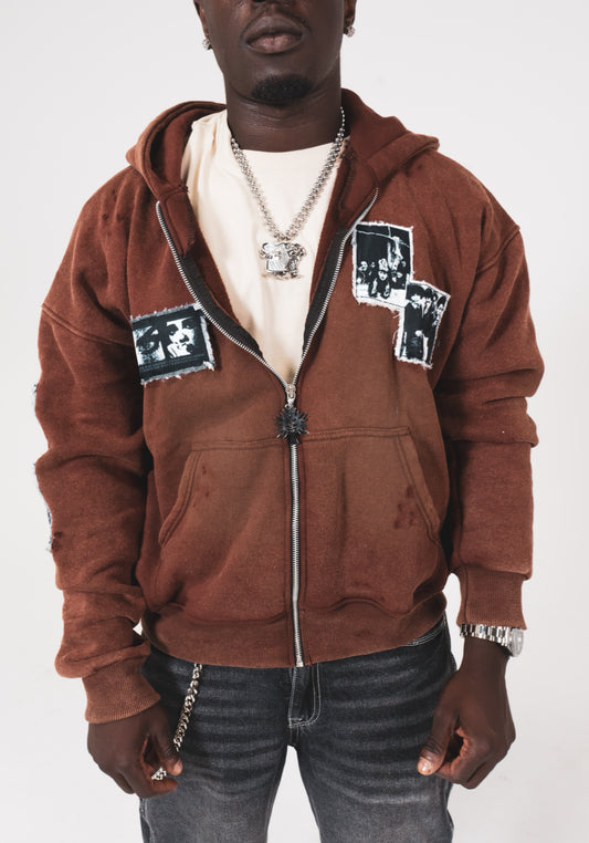 Mocha Patch Zip Up